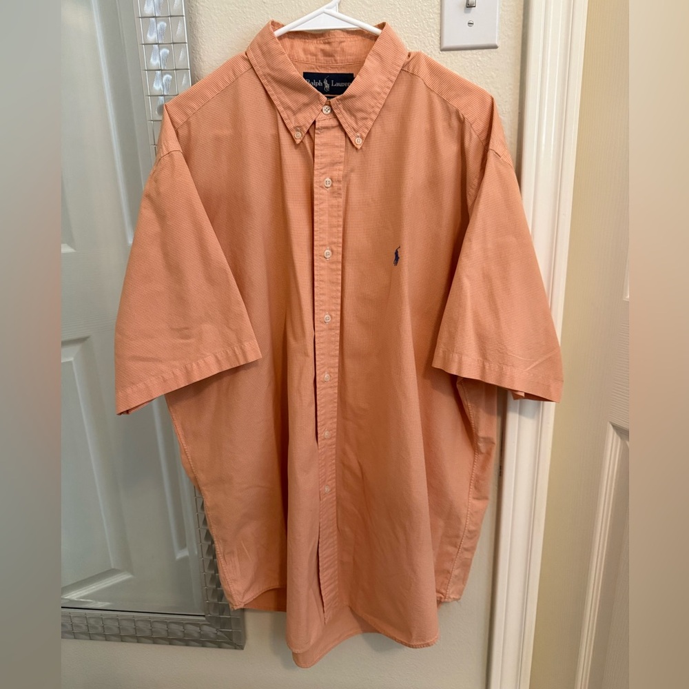 Ralph Lauren Peach Short-Sleeve Button-Down Shirt - XL